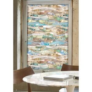 NEW 24x36 TERRAZZO Stained Glass Art Privacy Static Cling Window Film Design